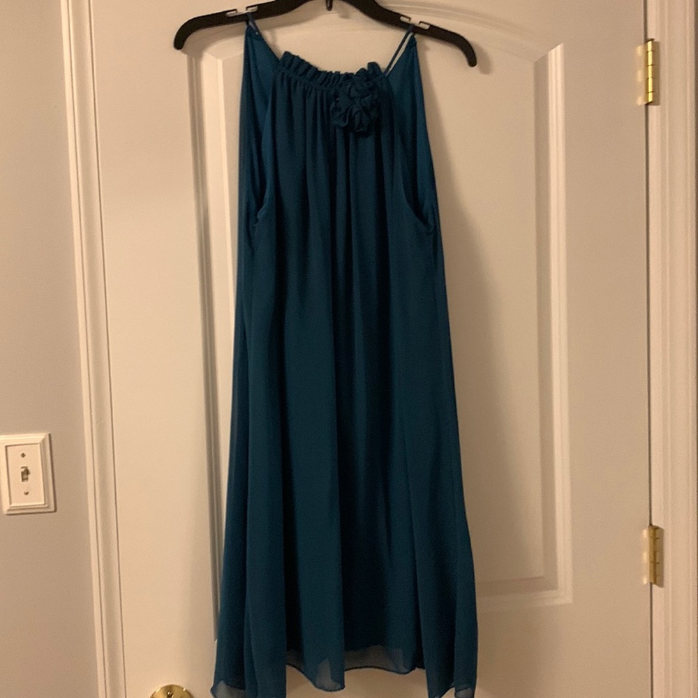 Teal Knee Length Sleeveless Dress